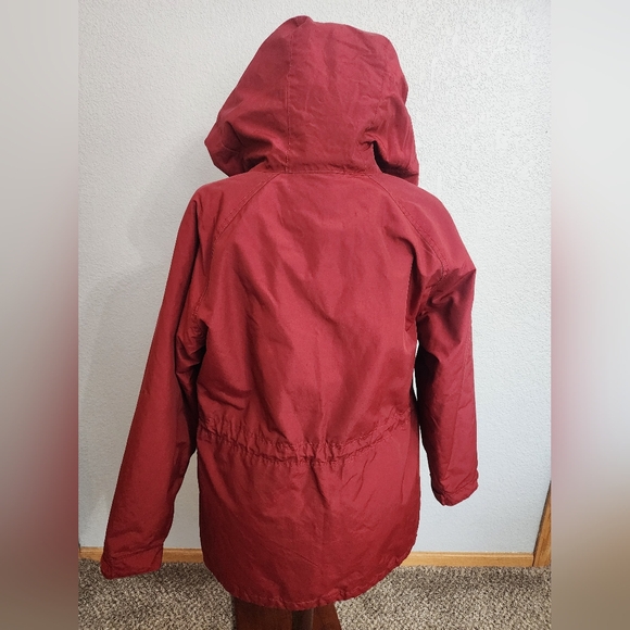 L.L. Bean Deep Red Hooded Utility Jacket - Picture 3 of 8